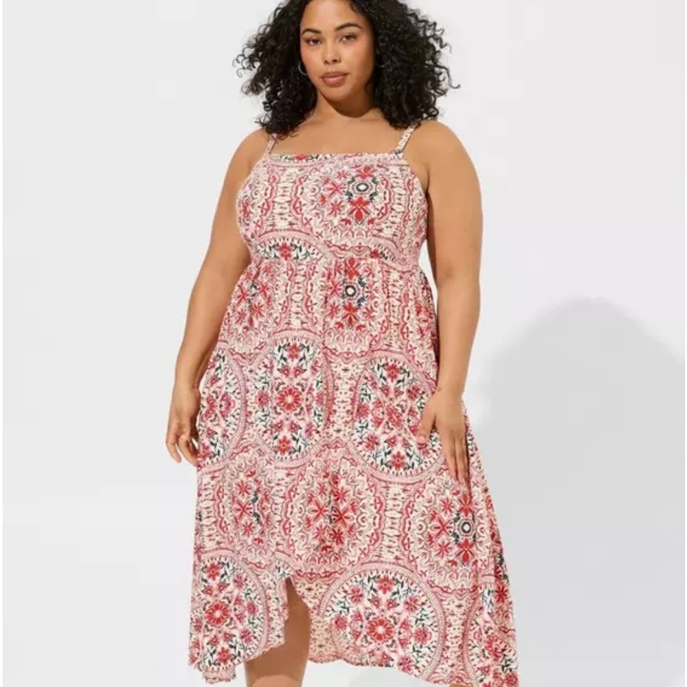 Torrid Tea Length Challis Square Neck Midi Dress